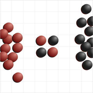 Pions noirs et rouges à Reversi